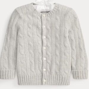 Ralph Lauren Cashmere Cable Knit Cardigan Grey 18 months